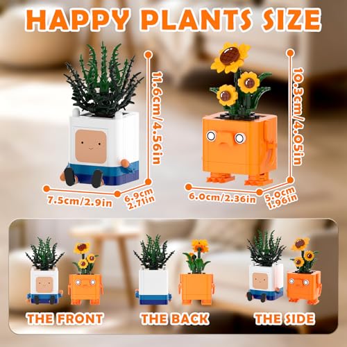 Image of Happy Emotional Plants Botanical Building Blocks Set, Sunflower Plant Compatible with Lego Botanical Set, Succulents Desk Decor for Bedroom Office, Christmas Stocking Stuffers Toy Gift for Kids Adults