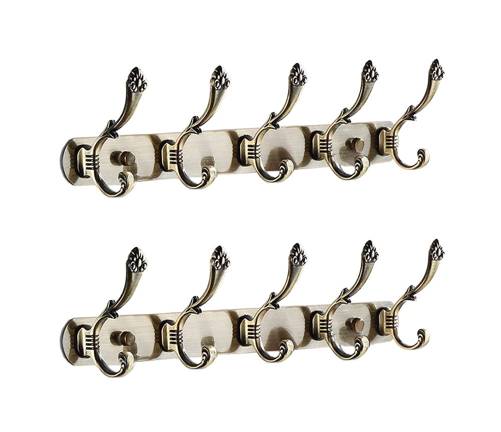 Wandgarderobe Haken Ohne Bohren Edelstahl Antik Hakenleiste Selbstklebend Wandhaken Bad Waschküche Badezimmer Küche Kleiderhaken Zum Jacken Taschen Schlüssel Hut, 2er Set, Bronze