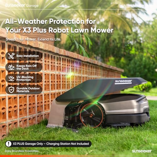 Image of Sunseeker X3 Plus Robot Lawn Mower Garage, All-Weather Protective Cover, UV & Rain Shelter for Charging Station, Durable PP, Easy Tool-Free Setup, No Signal Interference