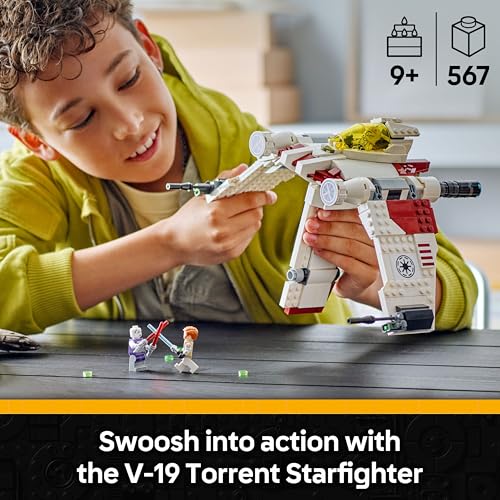 LEGO Star Wars 75432 V-19 Torrent Starfighter Building Toy - 3 Minifigures incl. Obi Wan Kenobi & Asajj Ventress with Lightsabers - Gift for 9+ Year Old Boys & The Clone Wars Fans - Image 2