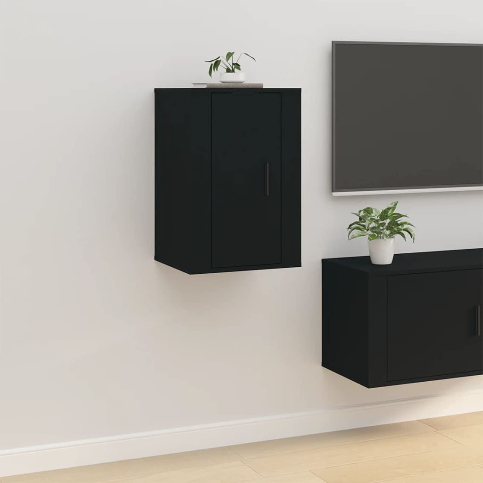 Homgoday Meble do telewizora ściennego 2 szt. Czarny 40x34,5x60 cm, szafka pod telewizor salon jadalnia stół kawowy telewizor sprzęt muzyczny szafka pod schowek uchwyt meble telewizor meble