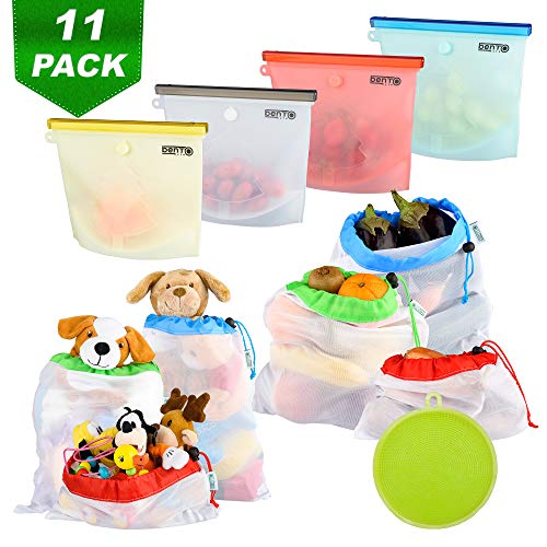 Bentoryte 11pcs Food Storage Pack | 4 Reusable Silicone Food Bags | 6