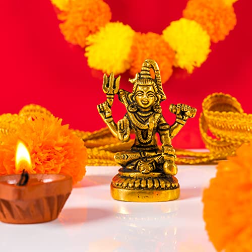 Tarini Gallery Brass Shiva Pooja Murti Idol Statue God Lord Spiritual Sculpture Indian Antique Statue Dcor for Home Entrance Temple Puja Decoration Festivals Diwali and Gifting (Shiva) - Image 4