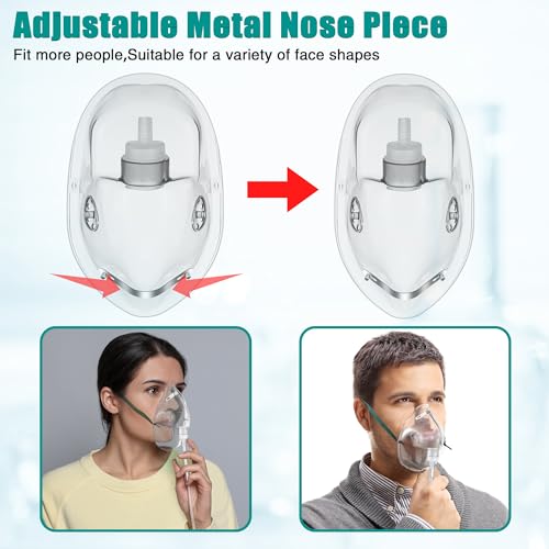 Geiserailie 2 PCS M/L Oxygen Mask with 6.6 Ft Tubing and Adjustable Elastic Strap, Adult Oxygen Mask with Tubing, Transparent Masks for Face Adult - Image 6