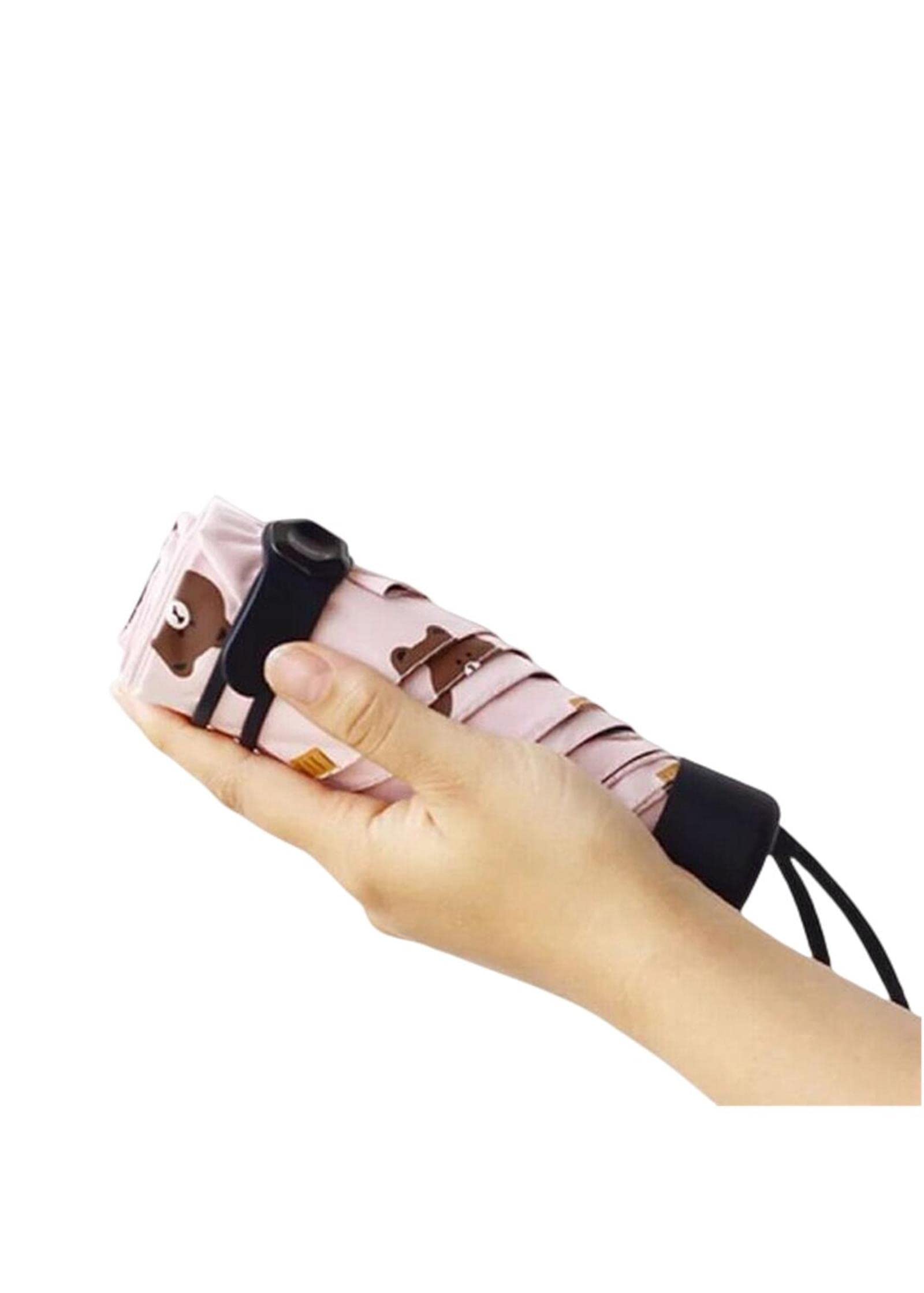 Mini Mubrella Mini Damska Kieszonkowa Mała Parasolka Anty UV Parasolka Przeciwdeszczowa Wiatroszczelna Lekka Składana Przenośna Parasolka-Różowa 1