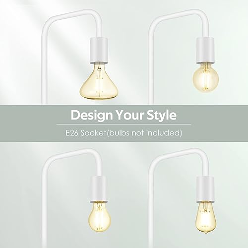 Miniatura 3 de Lámpara de pie BoostArea, lámpara de pie industrial blanca, lámpara de pie de 63 pulgadas, enchufe E26, interruptor de encendido/apagado para pie,