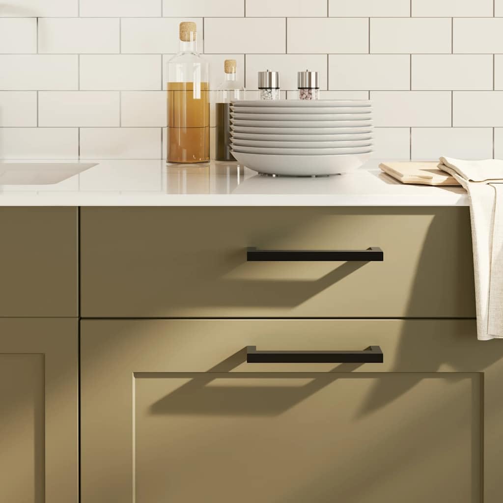 Set di 10 maniglie per mobili in acciaio inox, colore nero, distanza centrale, 160 mm, per armadi, cassetti, cassettiere, cucina, bagno, montaggio con vite ritagliabile