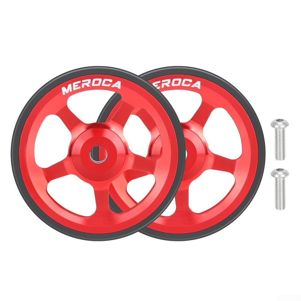Effortless 60mm Easy Wheel for Folding Bikes Aluminium Alloy and Rubber for Brompton and For 3Sixty Pack of 2 (Red)