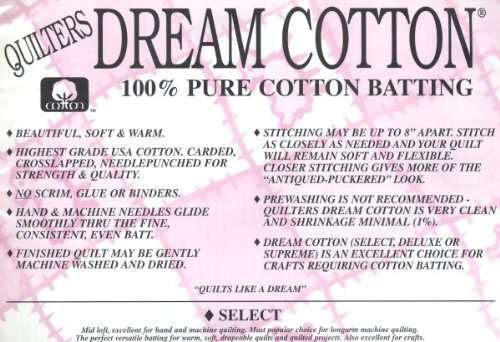 Quilter's Dream Cotton Batting - Natural Select-Mid Loft-Que