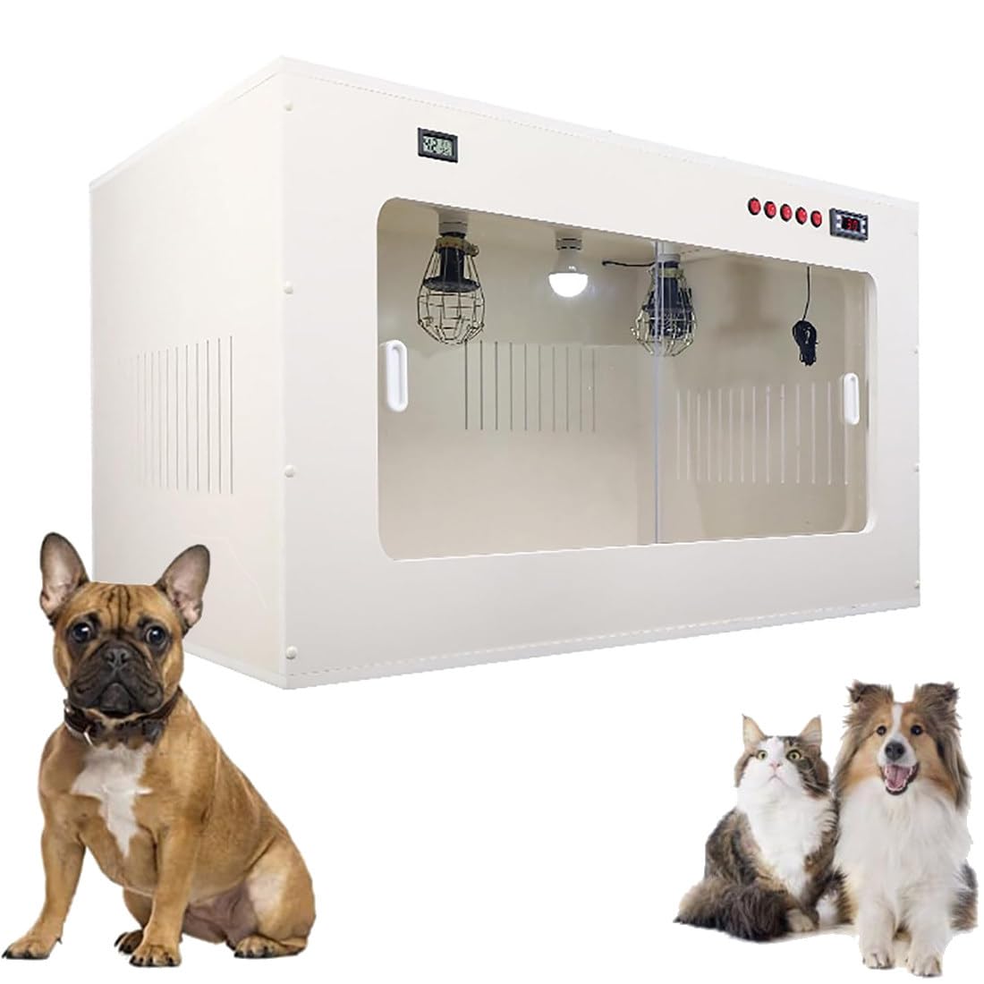 Caja/Incubadora De Cría De Gatitos Y Cachorros con Control Preciso De Calentador Y Ventilador, Panel LED Multifuncional, Monitoreo De Temperatura Y Humedad 60 * 50 * 50cm