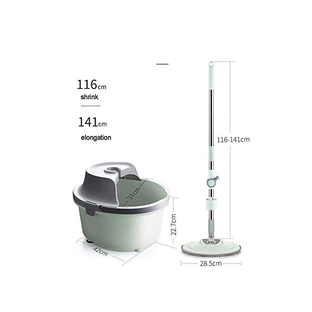 Fregona， Trapeador Giratorio, Sistema de Limpieza Pisos con Cubo y 2 Cabezales Microfibra for Madera