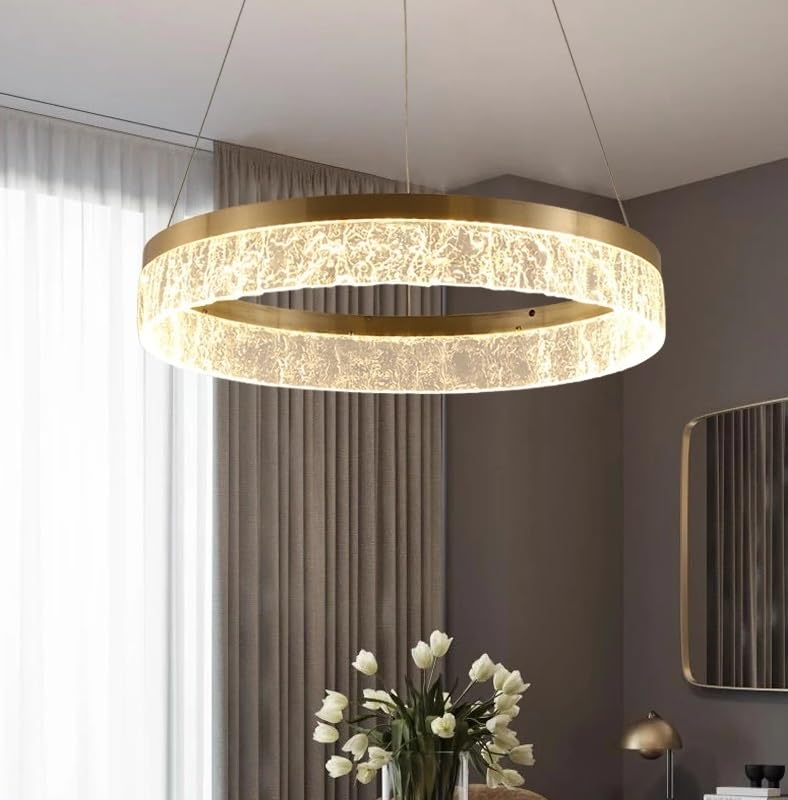 Lustre en résine d'anneau de luxe pour un salon accueillant et repas chaleureux