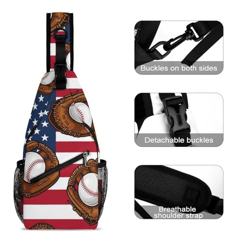 Fashion Dress Decor Sling Backpack Shoulder Bag, Day Pack, Chest Shoulder Bag For Men And Women American Flag Baseball Art3