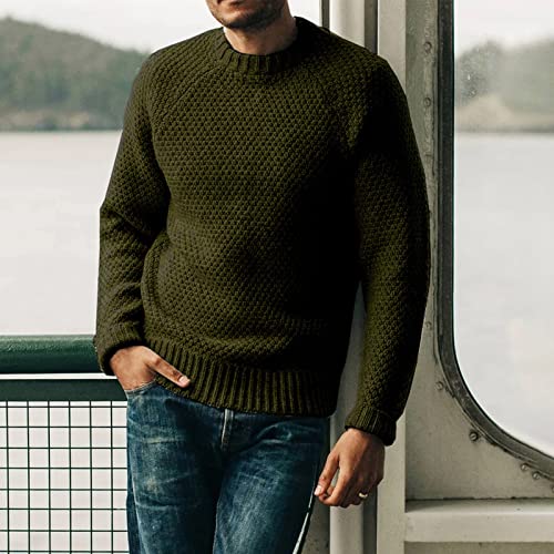 Men's Cute Sweaters Solid Color Casual Round Neck Pullover Sweater Long Sleeve Knitwear Turtle Necks, XL-3XL2