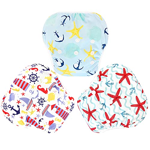 Image of Langsprit 3 Pack Swim Diaper for Baby & Toddle,Reuseable Washable Diaper Swim for Swimming Lesson & Baby Shower Gifts