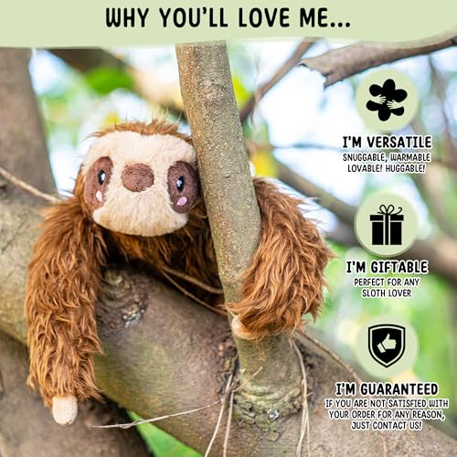 Image of Happy Fuel Sloth Microwavable 1.5 lbs Unscented Heating Pad for Women & Kids - Cute Soft Cozy Pillow Plush Heatable Warm Stuffed Animals - Kawaii Hot & Cold Plushie Toy - Sloth Gifts for Girls & Boys