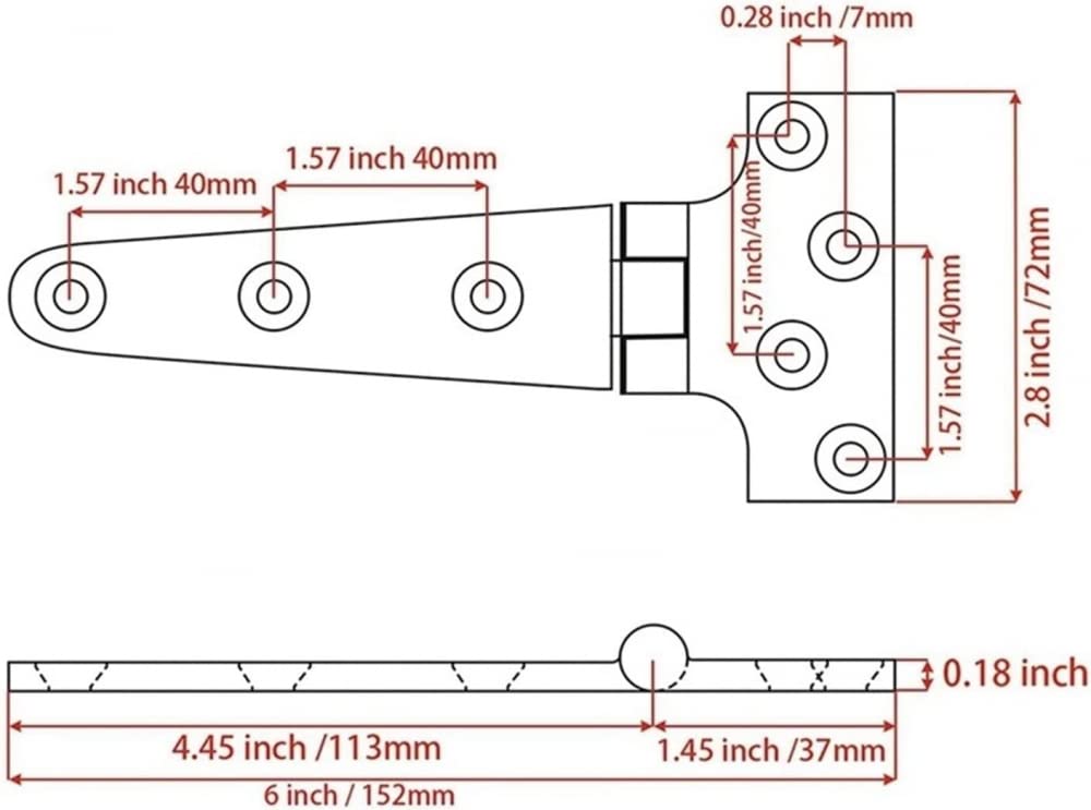 2 cerniere per porte ispessite resistenti a T, cerniere industriali in acciaio inossidabile di grado 316 per porte e porte in acciaio inox