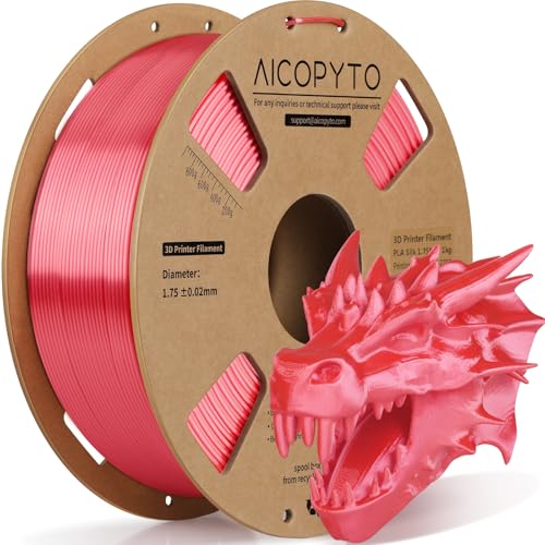 Image of Red Silk PLA Filament 1.75mm, 3D Printer Filament Silk Red PLA 1KG Spool (2.2lbs) Dimensional Accuracy Probability + /- 0.02mm Fits for Most FDM 3D Printers - Red PLA Silk
