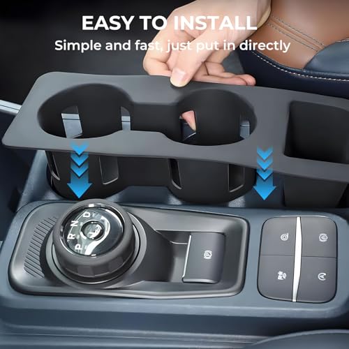 Image of Car Cup Holder for Ford Maverick 2026 2025 2024 2023 2022, Interior Accessories Silicone Center Console Cup Holder Insert for Ford Maverick XLT|XL|Lariat|Rremor|Lobo 2022-2026, Black