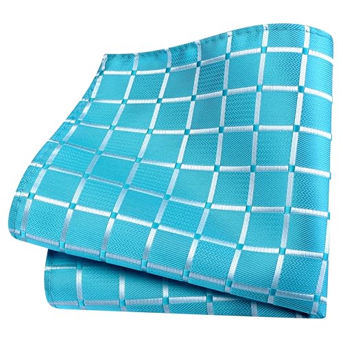 Image of GUSLESON 3.15 inch(8cm) Mens Tie and Lapel Pin Plaid Checkered Necktie Hankerchief Cufflinks Set for Men