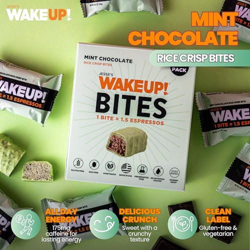 Image of WAKE UP! Caffeinated Mint Choc Bites, 1.5 Espressos, Gluten Free, 8 Pack