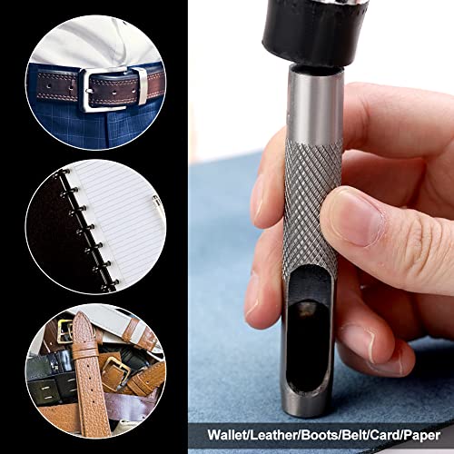 15 Pcs Leather Hole Punch,Hole Punch Set Round Steel Leather Craft Hollow Hole Punch,Hole Punch Tools for Watch Bands,Leather,Belts,Canvas,Paper (1mm to 11mm)