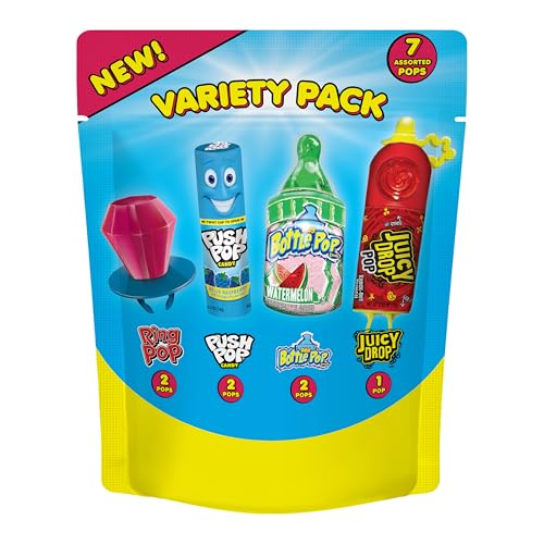 Bazooka Candy Brands Easter Candy Variety Pack Bag, 7 Ct Bulk Individually Wrapped Lollipops, Ring Pop, Push Pop, & More, Birthday Parties, Easter...