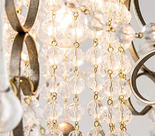 Lampe suspendue rétro fer cristal Led lustre E27 de salon