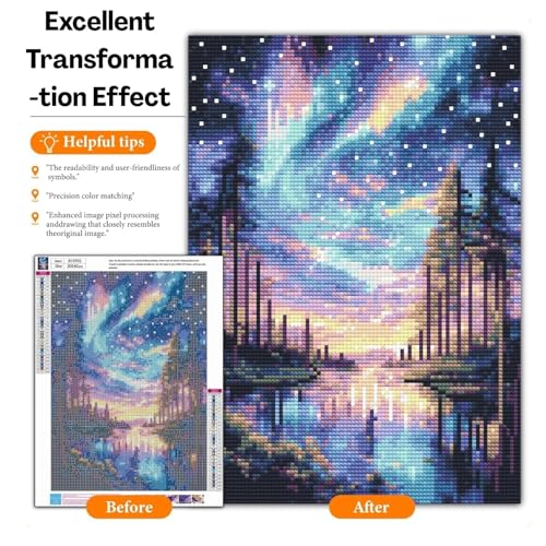 Image of Flavizo Diamond Painting Kit for Adults, DIY Craft with Drill Rhinestones Canvas, Creative Diamonds Artwork, Handmade Decoration Sparkling Home Wall Display (Dark Forest)