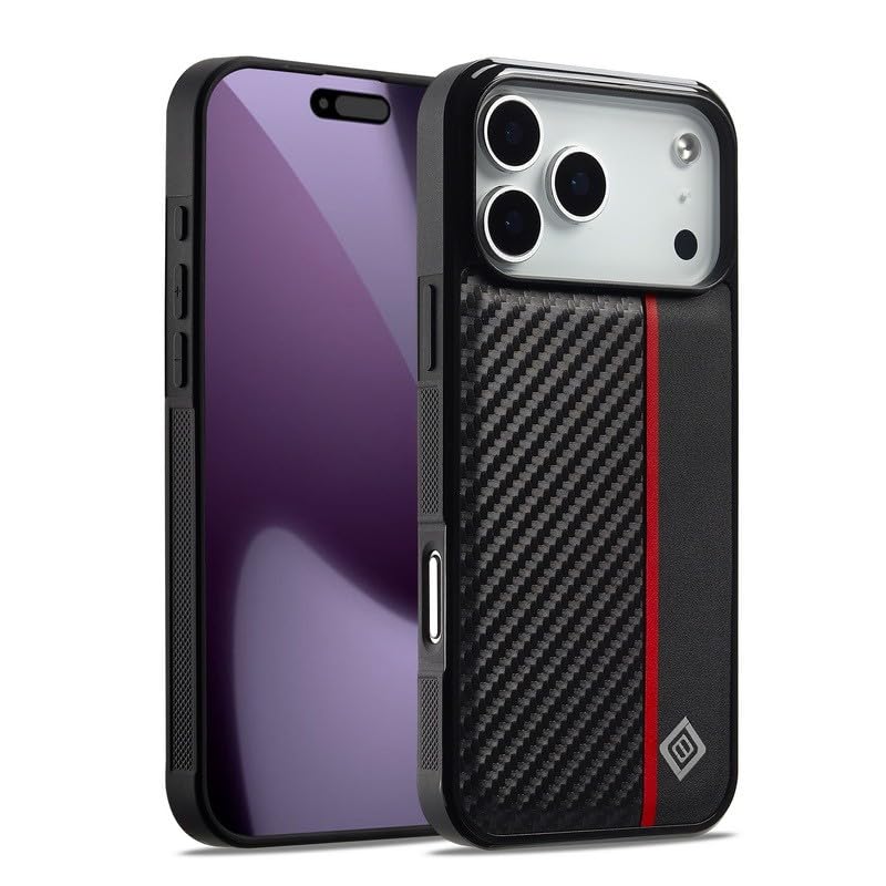 Coque arrière iPhone 14 Pro Max rigide silicone noir et cuir carbone