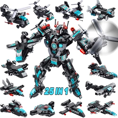 MOONTOY 577PCS STEM Robot Building Toys Set 25-in-1 Engineering Kit Building Blocks Bricks Construction Vehicles Educational Christmas Birthday Gifts...