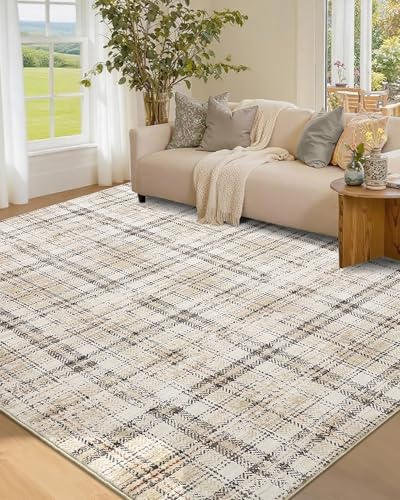 Tapete Decorativo Lavable 5x7 Pies Tartan Beige miniatura 1