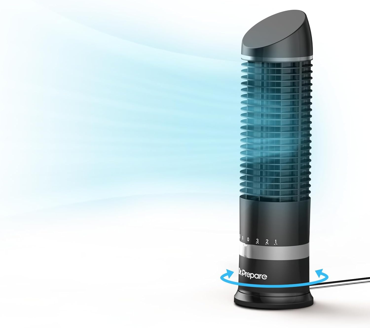 DR.PREPARE 16" Small Tower Fan, 3 Speeds with 60° Oscillating Fan, Bladeless Tabletop Fans for Indoors, Portable Personal Table Fans for Office, Desktop Black