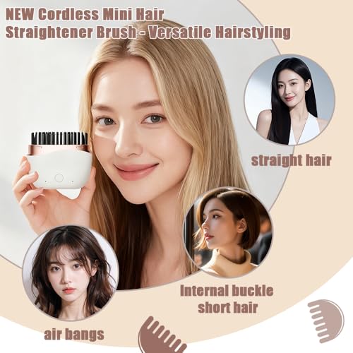 Cepillo alisador de cabello mini inalámbrico recargable miniatura 7