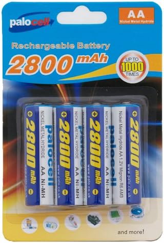 4 x Pack AA Palo Palocell Rechargeable Rechargable Batteries NIMH 2800mAh very high capacity ideal for Cordless Telephones, MP3 Players, Digital Cameras, Calculators, Mobile Devices, Toy Games , Torches, Handheld Products and most Electrical Items