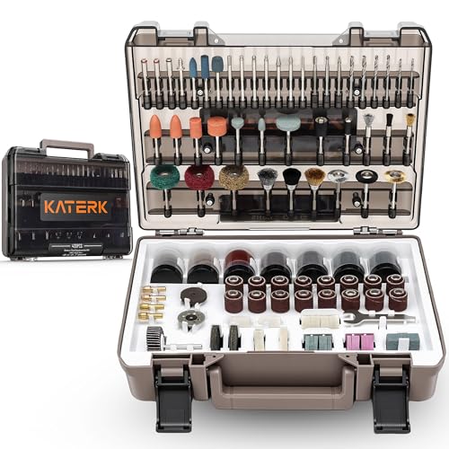 Katerk 420PCS Rotary Tool Accessories Kit Universal Drill Bit Tool Set Fits Dremel Rotary Tool 1/8' Shanks for Easy Cutting, Sanding, Polishing, Carving, Grinding, Sharpening, Drilling, Engraving