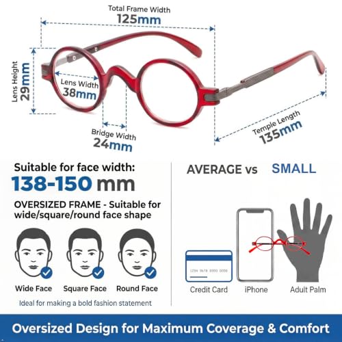 Image of Eyekepper Reading Glasses for Men, Large Round Readers Women Oval | Mens Womens Cheaters, Reader Eyeglasses, All-Day Comfort Spring Hinges, Scratch Resistant for Work /Crafts