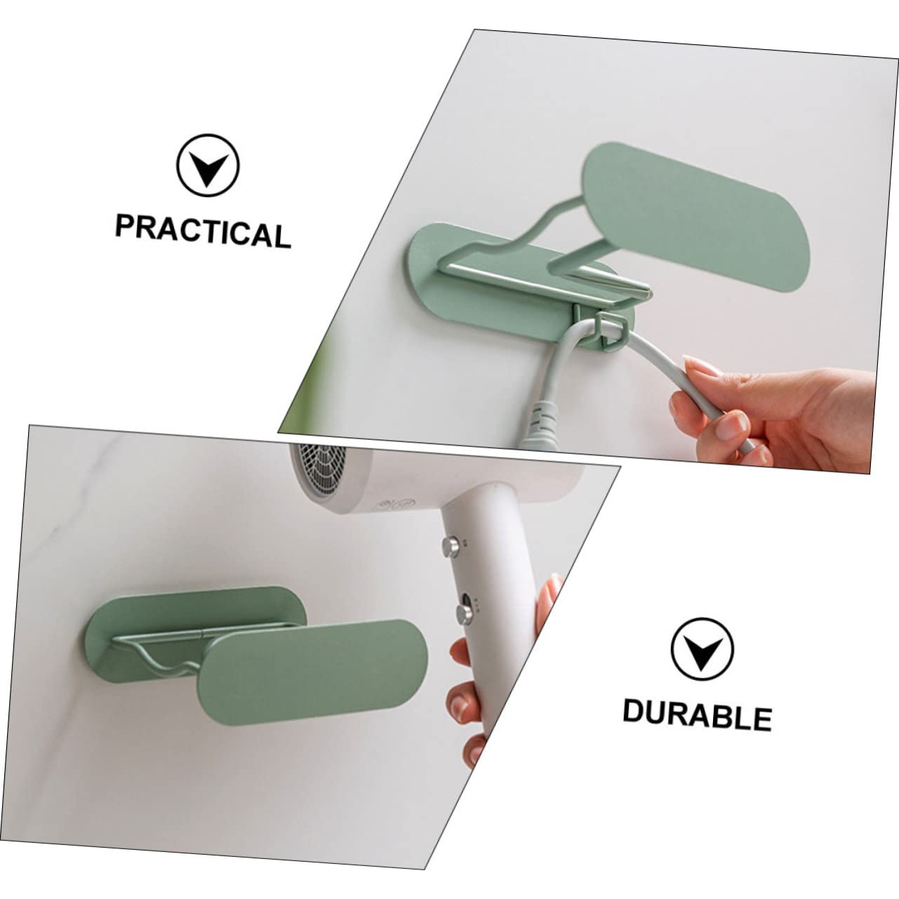 TOPBATHY 2pezzi Supporto Per Asciugacapelli Da Parete Acciaio Inossidabile Porta Asciugacapelli Verde Design Moderno e Resistente Facile Installazione Per Bagno e Toilette