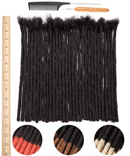 DAIXI 12 inch 60 Strands 100% Real Human Hair Dreadlock Extensions for Man/Women Full Head Handmade 0.8cm Tight Can Be D