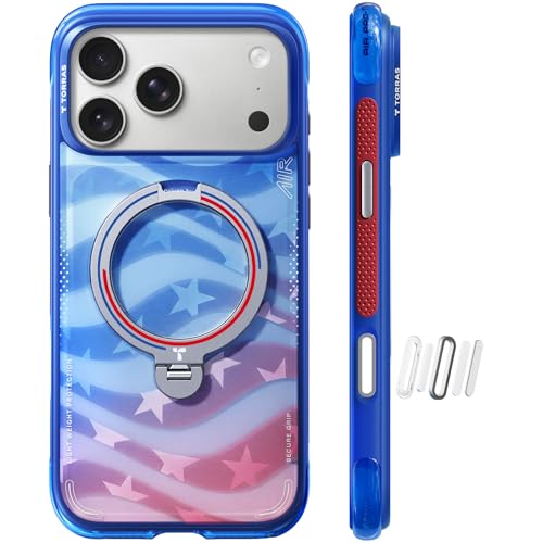 Image of TORRAS World Cup Spirit Inspired, Football Limited Edition Ostand Q3 Air for iPhone 17 Pro Case & 360 Magnetic Stand, Fit for MagSafe, Mil-Grade Drop Tested, Camera Control Button, Starlight