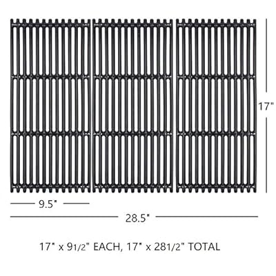 Hongso 17 1/16 inch Porcelain Coated Cast Iron Grill Grates Replacement for Charbroil 463242716, 466242715, 463242715, 466242815 Gas Grill, G533-0009-W1, Lowe's # 606682, Walmart # 555179228 (PCB004)
