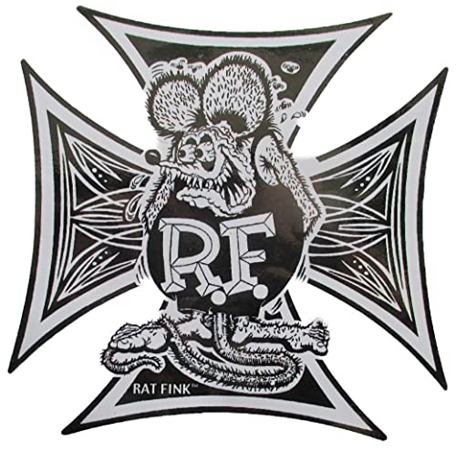 hotrodspirit - Sticker Rat Fink Croix de Malte pinstriping 13x13cm Autocollant