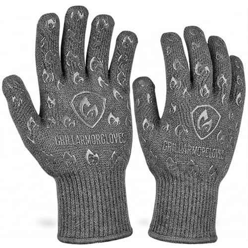 Oven Gloves With Fingers - 932°F Extreme Heat Proof And Cut Resistant Mitts For Kitchen, Bbq, Grill, Baking, Fire Pit