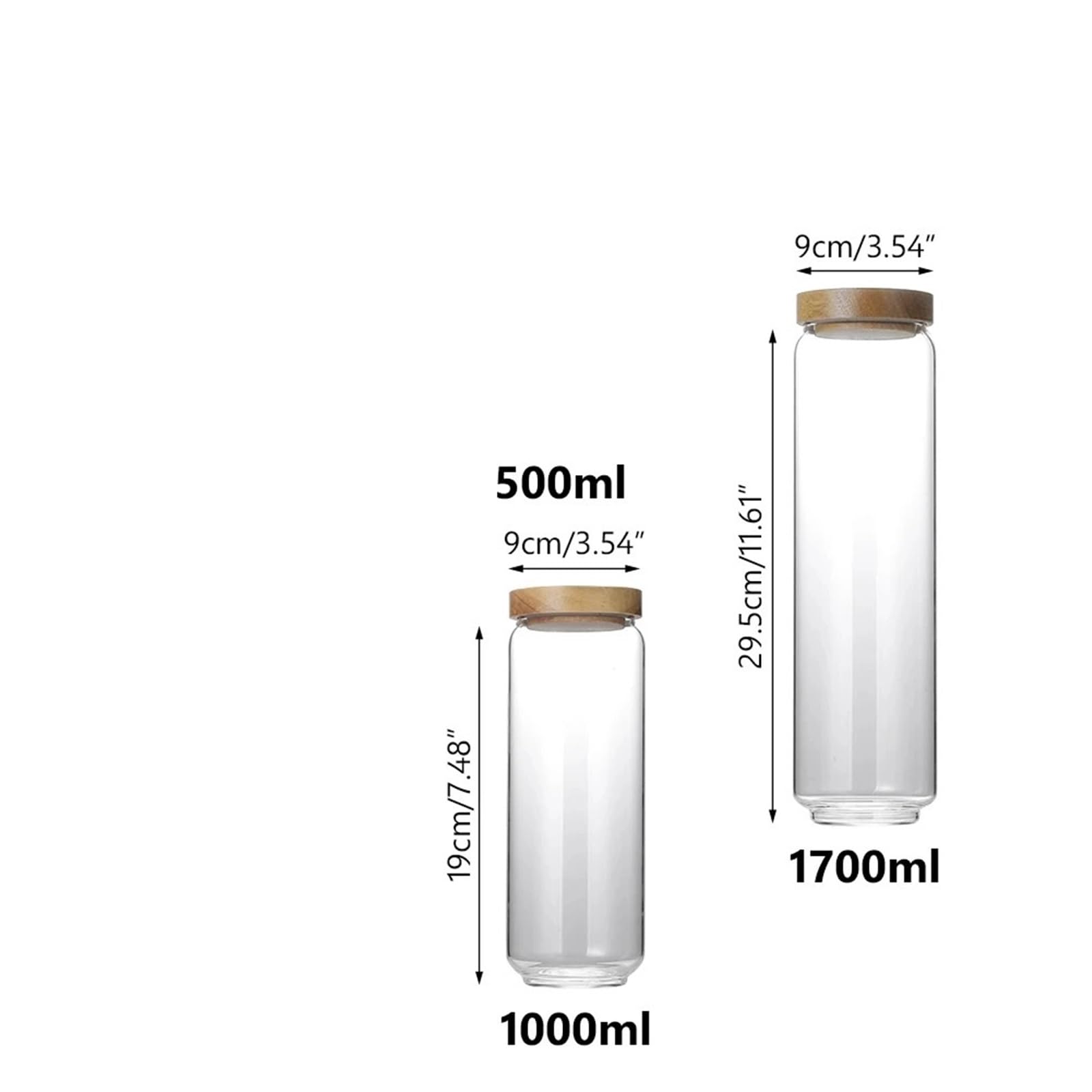 3 Stück Küchen-Glas-Vorratsglas, Glasbehälter, Holzdeckel, versiegelt, for Süßigkeiten FüR TrockenfrüChte(1700ML)