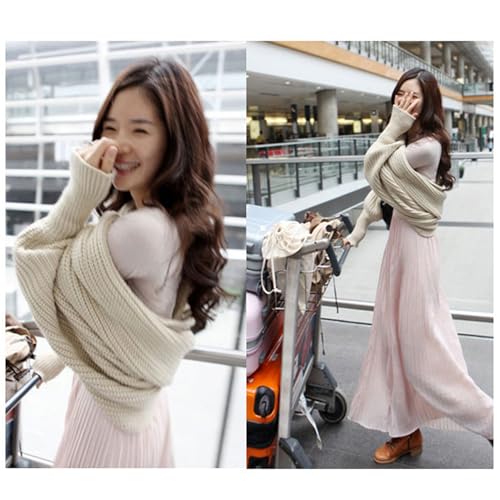 Knitted Scarf with Sleeves for Women, Sweater Scarf with Sleeves, Sleeve Wrap Scarf, Shrugs for Women.2