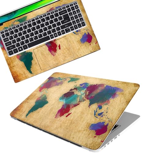 Image of Galaxsia World Map D2 Full Body Vinyl Laptop Skin /Sticker /Cover Upto 15.6 Inches Laptops Laminated-Removable-HD Quality Compatible for Hp-Dell-Sony-Lenovo-Asus etc.(15x10 Inches)