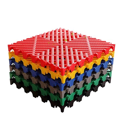 Modular Interlocking Floor Tiles, 40x40x2CM Splicing Drainage Mat, Soft PVC Interlocking Drainage Floor Tiles Pool Patio Flooring Indoor and Outdoor Use(Red,40x40x2CM-25piece)