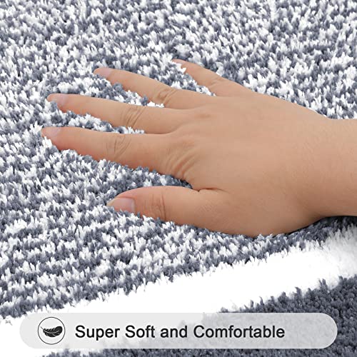 Hebe Bathroom Rug Sets 3 Pieces Microfiber Absorbent Bath Mats Washable Shaggy Bathroom Rugs And Mats Sets Non Slip Bath Rug Carpet With U-Shaped Contour Toilet Mat For Bath Floor Shower #TOP3