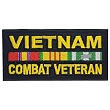 Vietnam Combat Veteran Service Ribbon Embroidered Patch - 3.5 X 1.75 Inch Hook Fastener Backing P670
