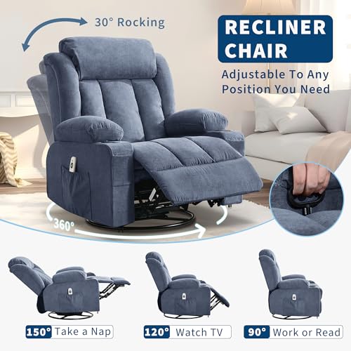 Sillón Plegable Relajante Azul con Masaje miniatura 4
